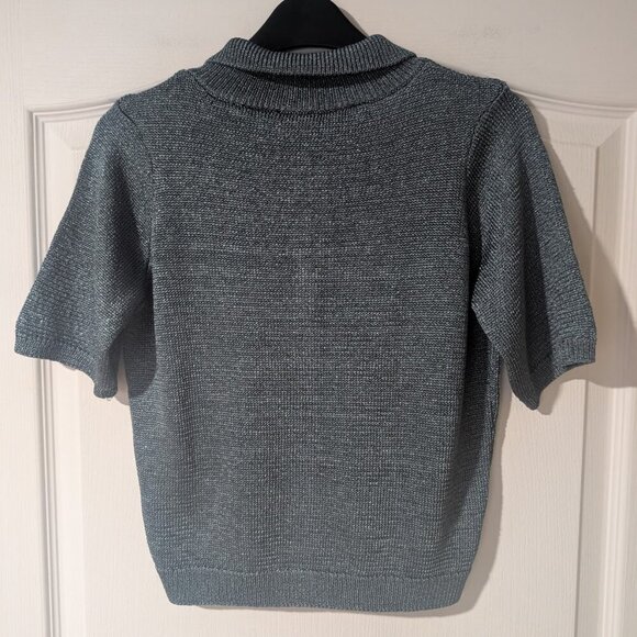 NEW Zara | Short Sleeve Knit Cardigan in Duck Blue - Picture 4 of 9